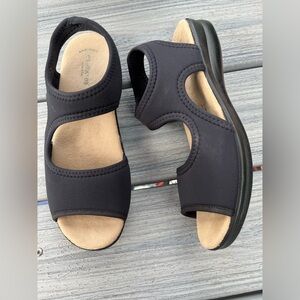 Flexus Anatomic Made In Italy Comfort Black Sandals Stretchy Size 41 /US 9.5